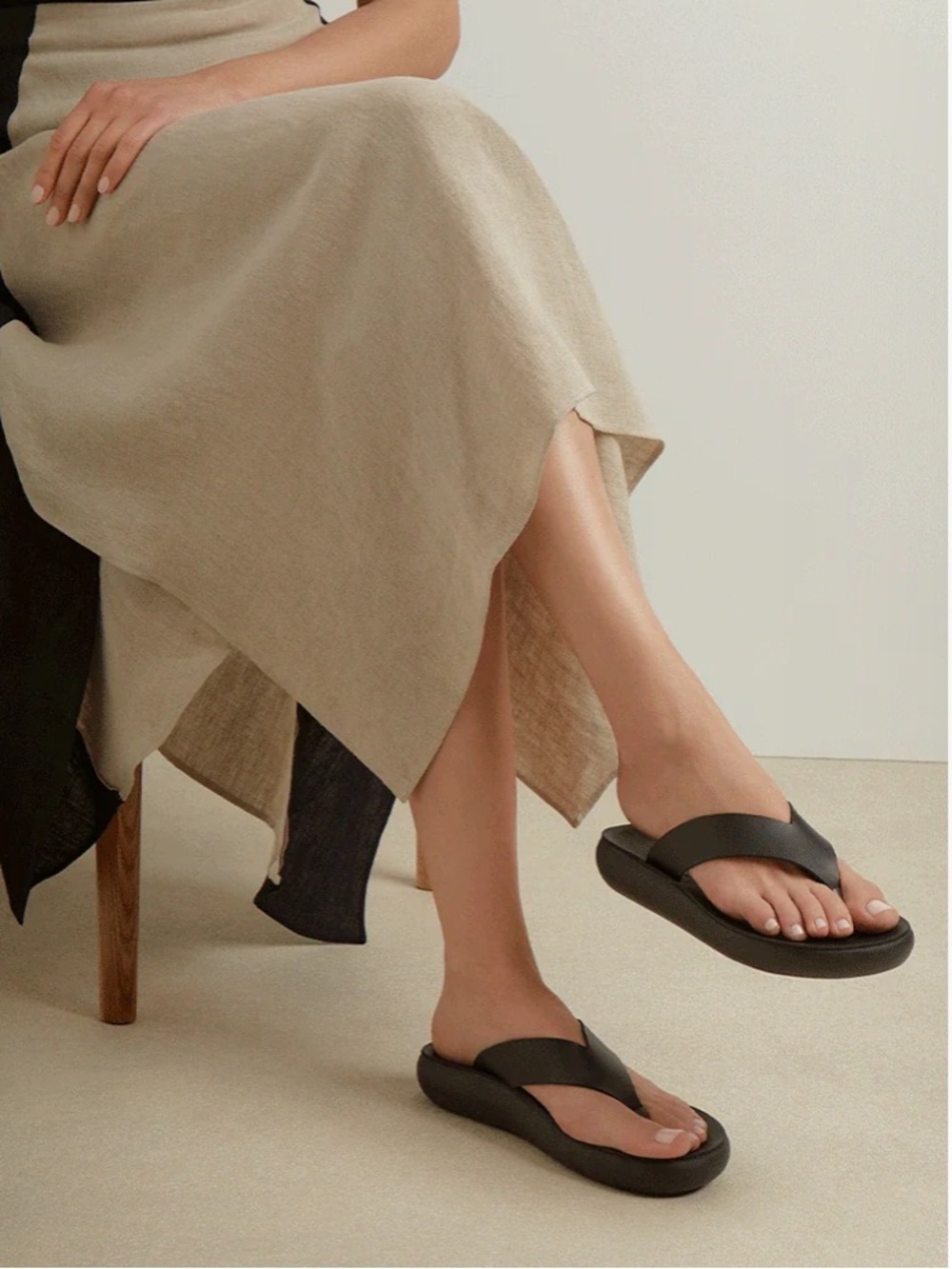 Ancient Greek Sandals Charys Black Leather Flip Glops Size 36 / 6 NEW
